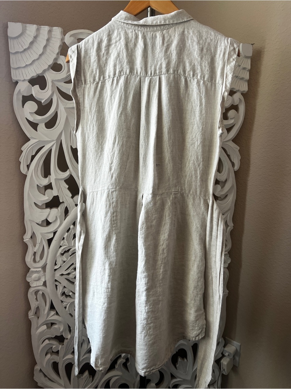 Sleeveless Linen Wrap Vest in Light Beige size 6 - Picture 7 of 11
